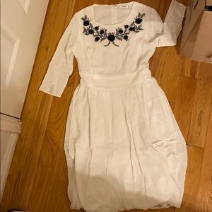 White midi length dress